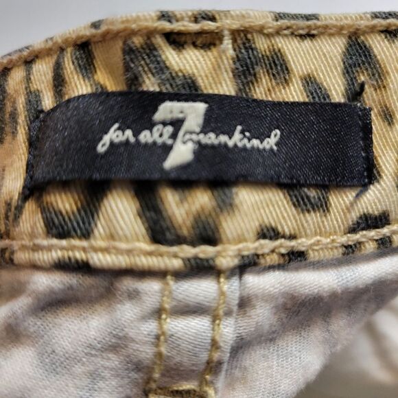 7FAM 7 For All Mankind Leopard Cheetah Skinny Jeans Gold Zippered Ankles - Picture 11 of 16